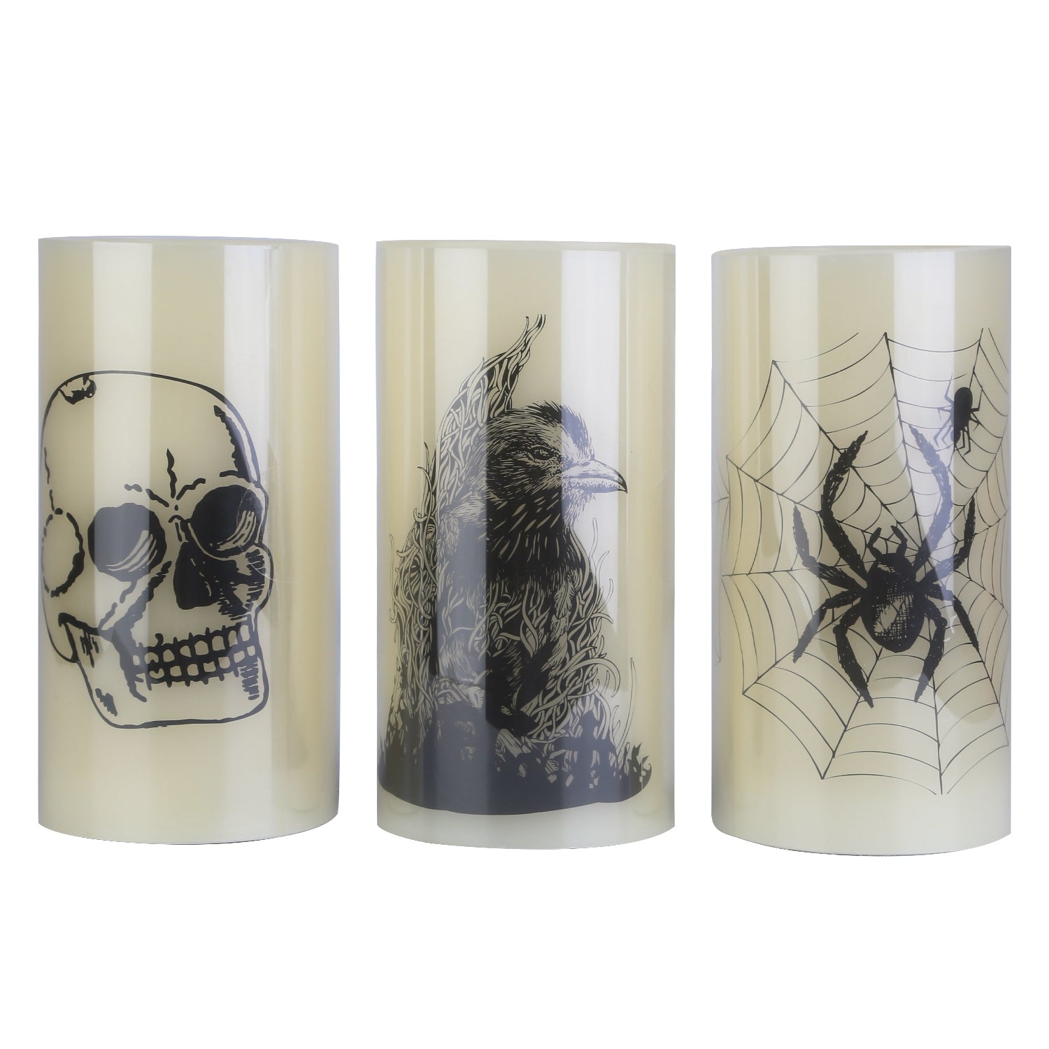 3-Pack Halloween Flameless LED Candles with Timer - Battery Operated