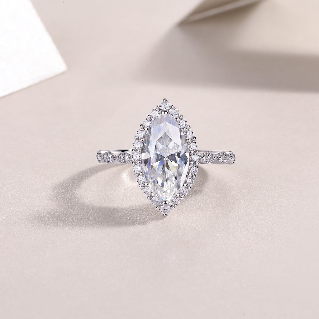 Marquise Moissanite Ring - S925 Sterling Silver Platinum-Plated