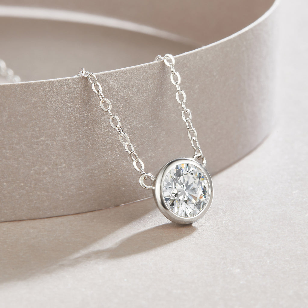 1 Carat Moissanite Necklace - S925 Sterling Silver Platinum-Plated with Chain