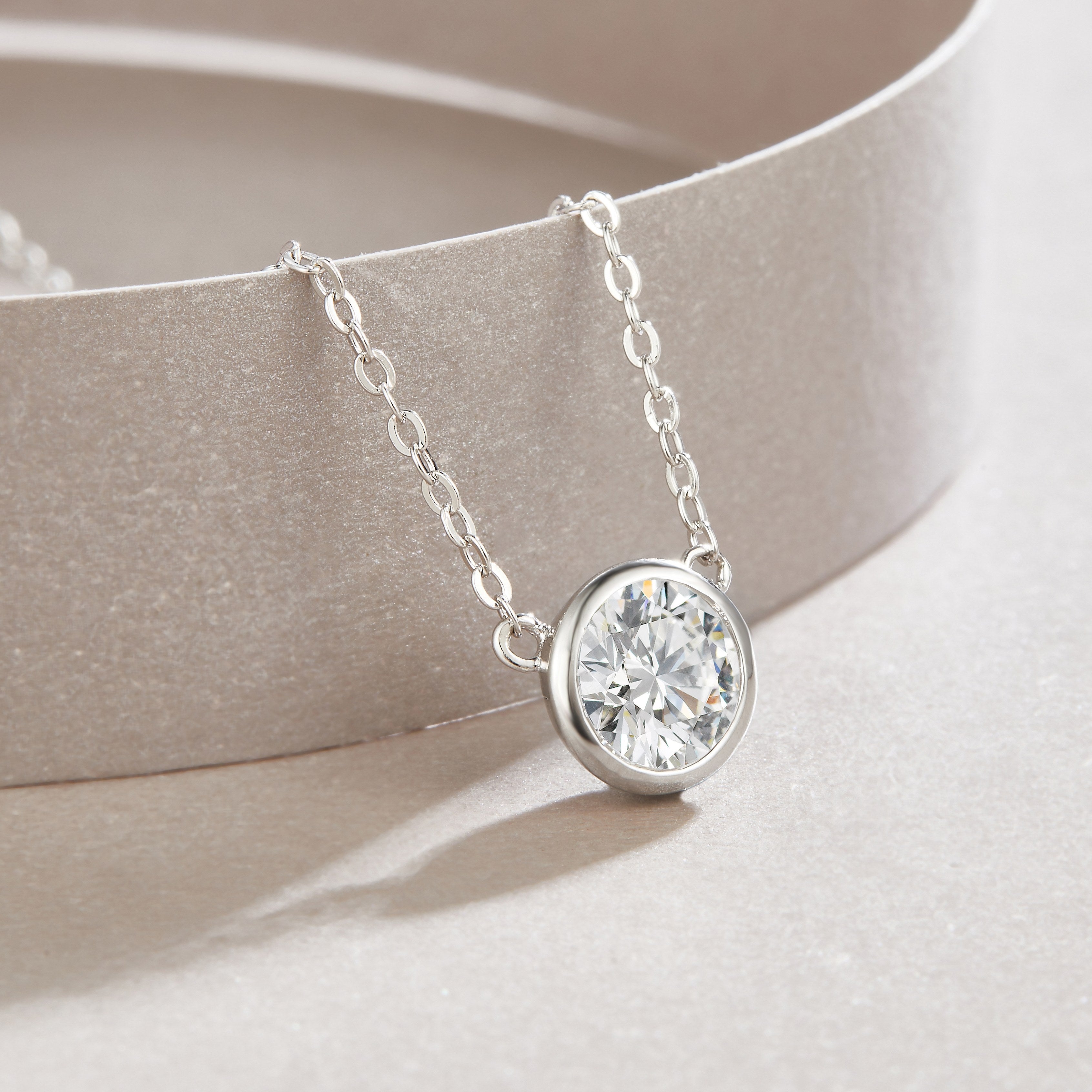1 Carat Moissanite Necklace - S925 Sterling Silver Platinum-Plated with Chain