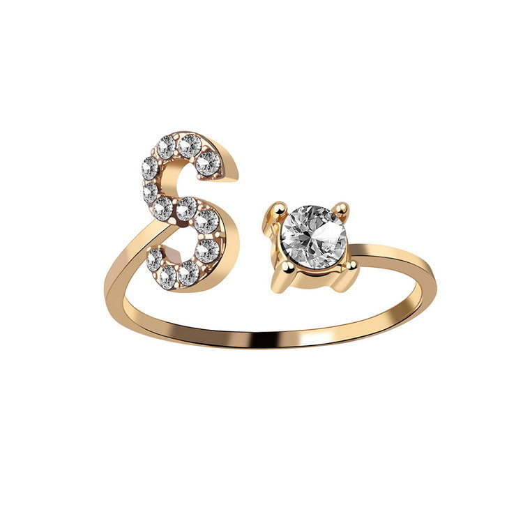 Adjustable Initial Letter Fashion Ring