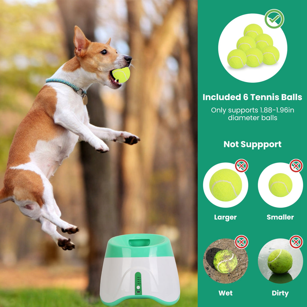 Automatic Dog Ball Launcher with 6 Tennis Balls - Rechargeable Fetch Machine