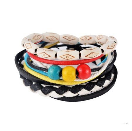 Leather Multilayer Bead Wrap Bracelet