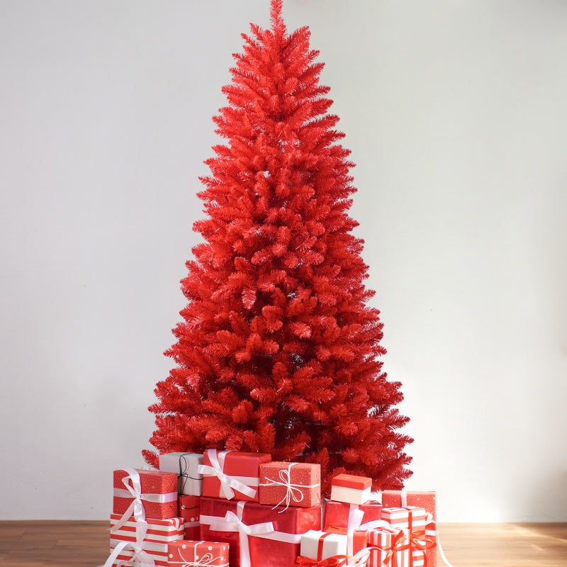 Red Artificial Christmas Tree - Vibrant Holiday Decor with Metal Stand