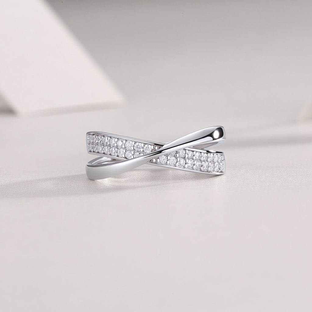 Wrap-Around Moissanite Sterling Silver Ring