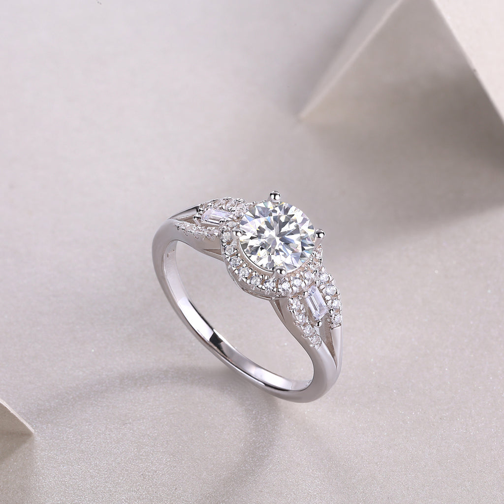 Large Solitaire Moissanite Wedding Ring in S925 Sterling Silver