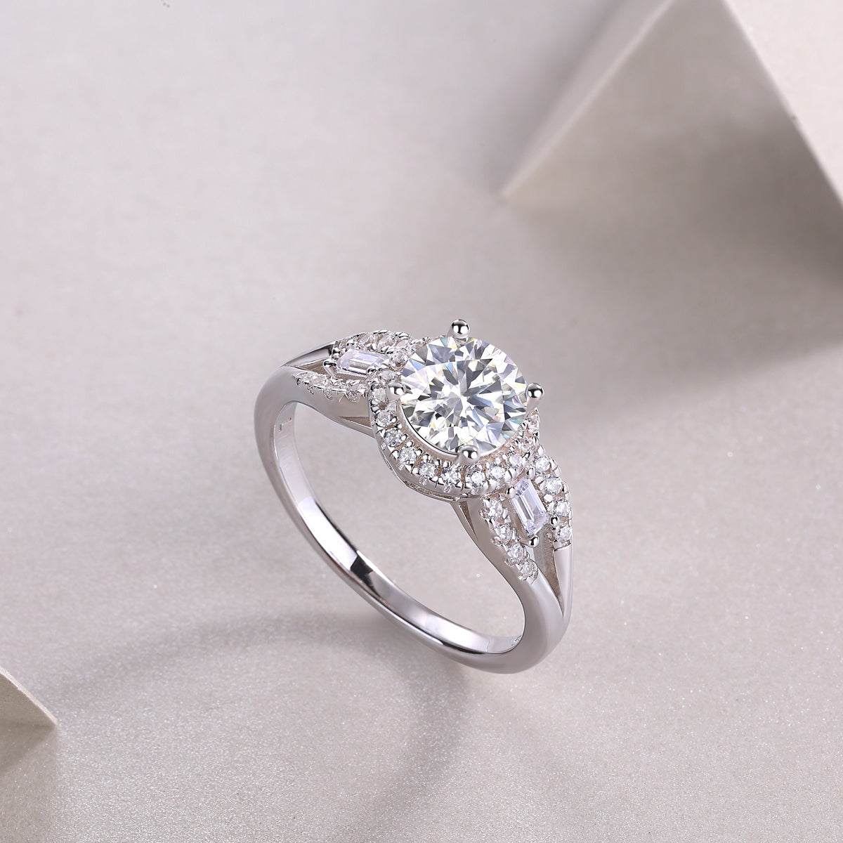 Large Solitaire Moissanite Wedding Ring in S925 Sterling Silver