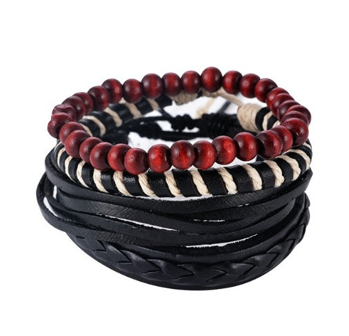 Leather Multilayer Bead Wrap Bracelet