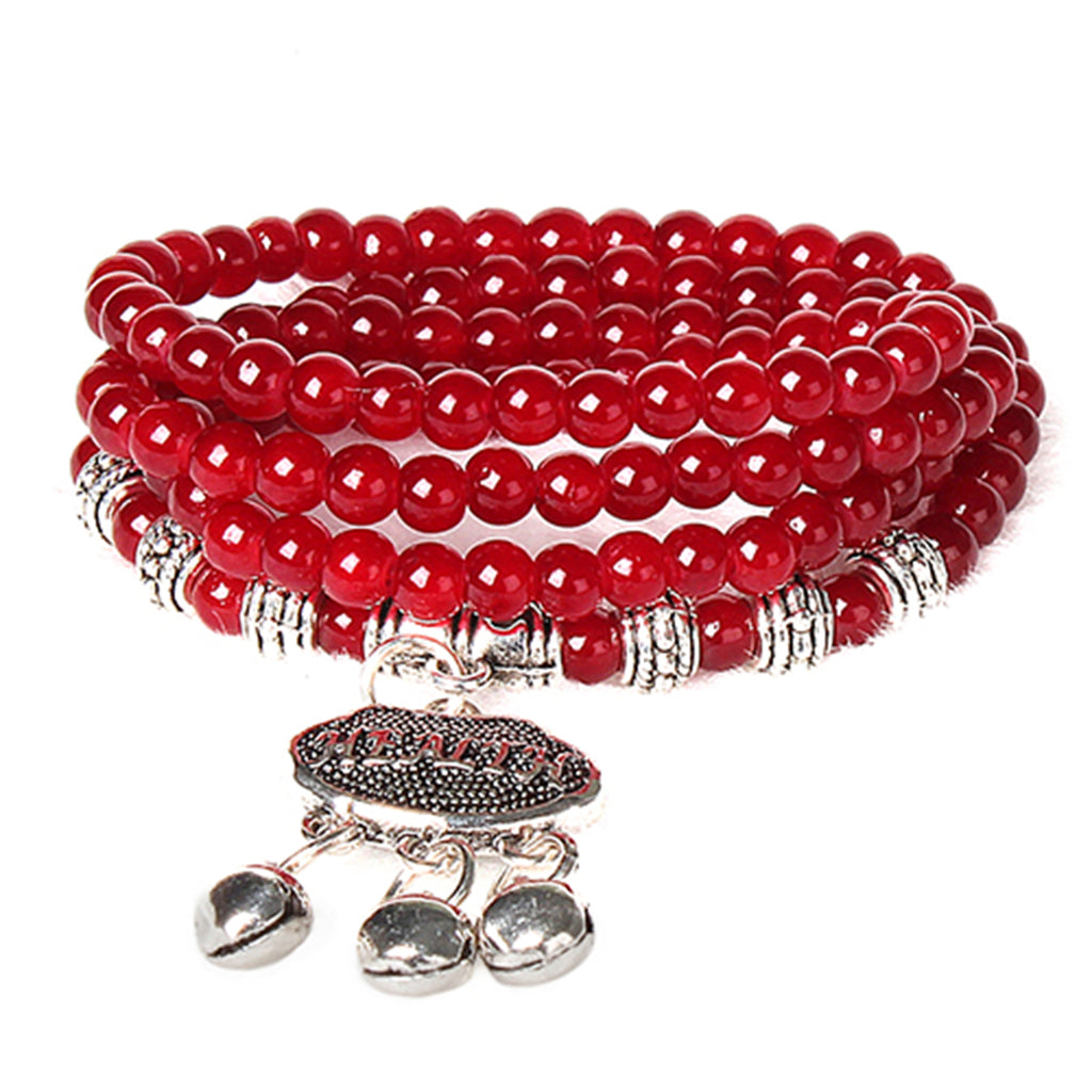 Red Agate Beaded Good Luck Bracelet