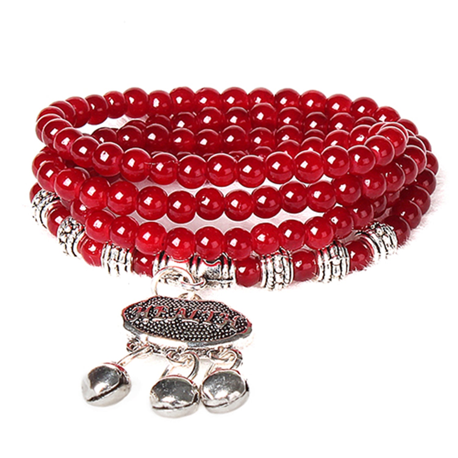 Red Agate Beaded Good Luck Bracelet