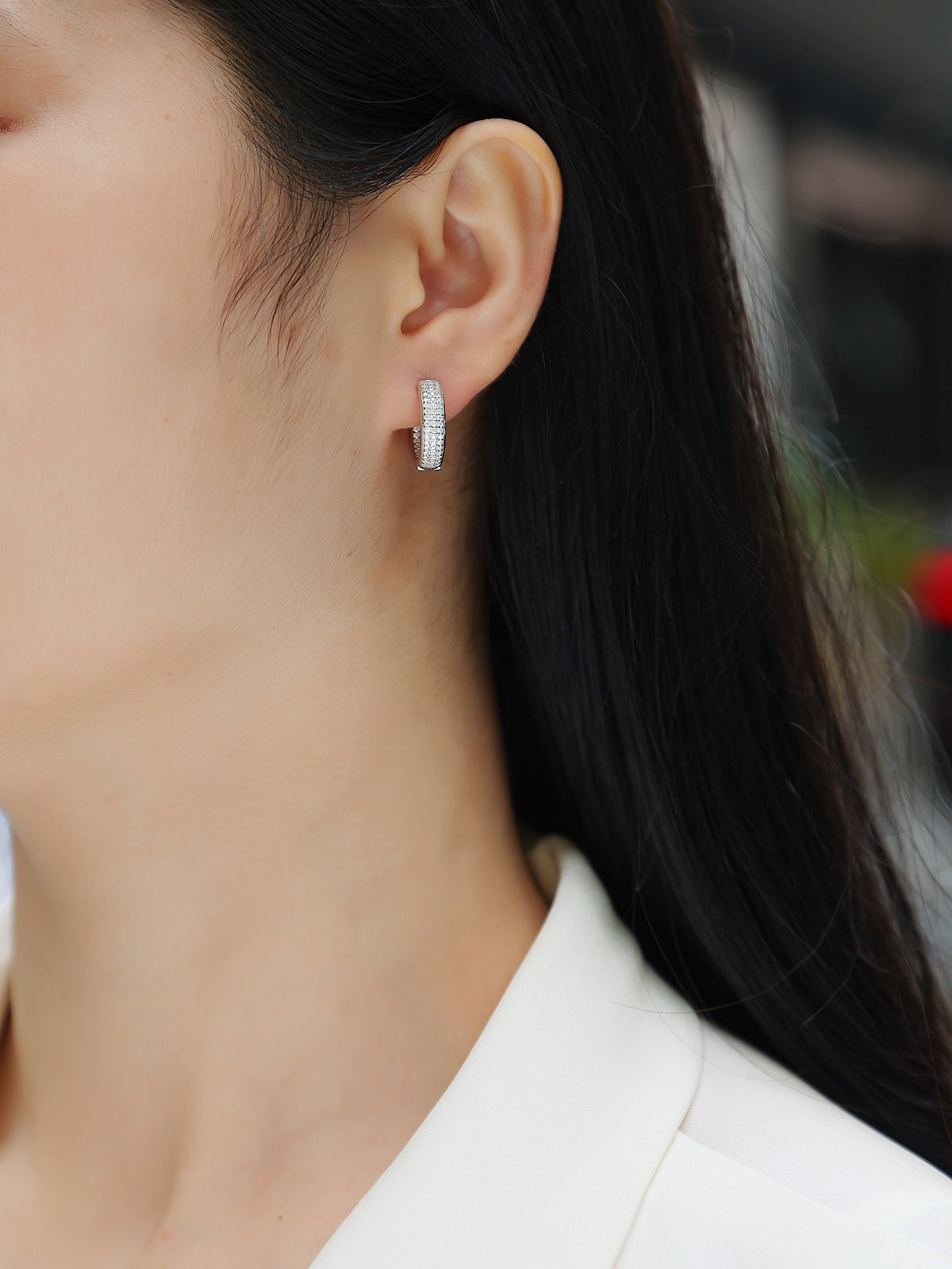 Moissanite Platinum Plated Sterling Silver Earrings