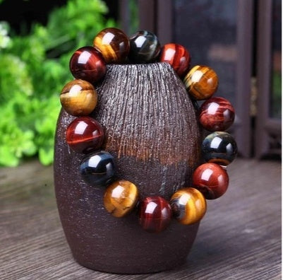 Tiger Eye Natural Crystal Stone Buddha Bead Bracelet