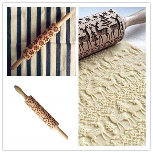 Embossed Holiday Rolling Pin - Various Designs and Sizes