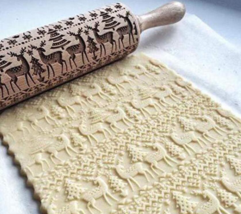 Embossed Holiday Rolling Pin - Various Designs and Sizes