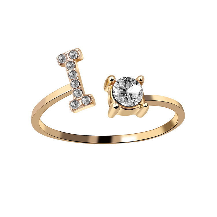 Adjustable Initial Letter Fashion Ring