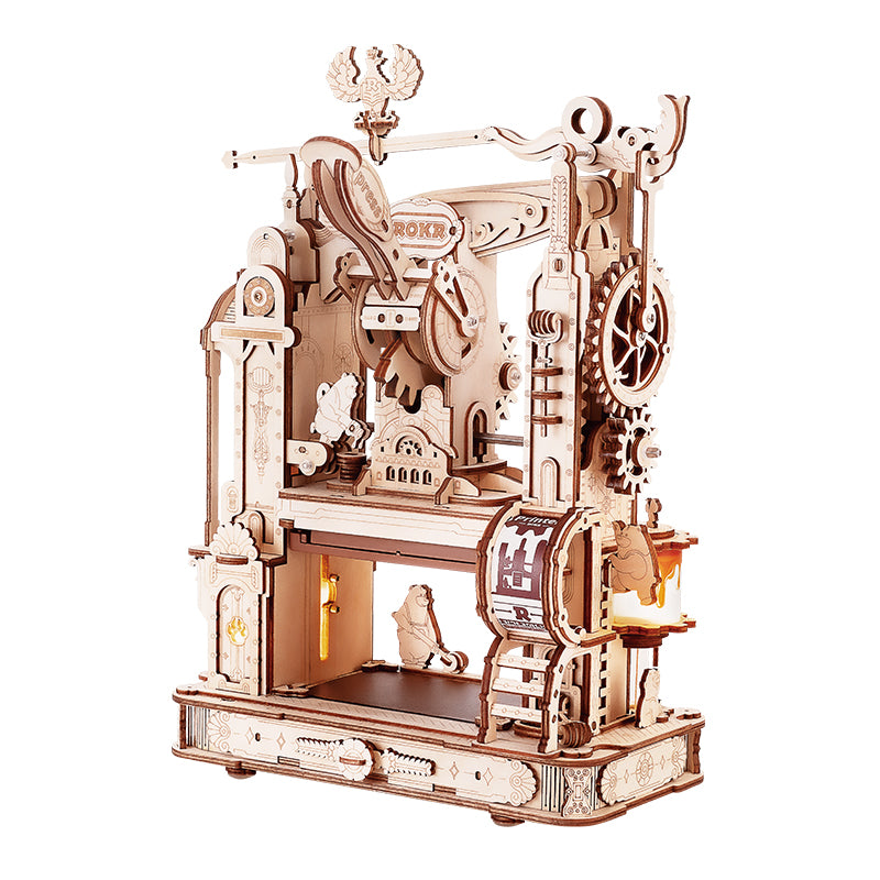 ROKR Classic Printing Press - 3D Wooden Puzzle with Working Mechanics