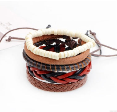 Leather Multilayer Bead Wrap Bracelet