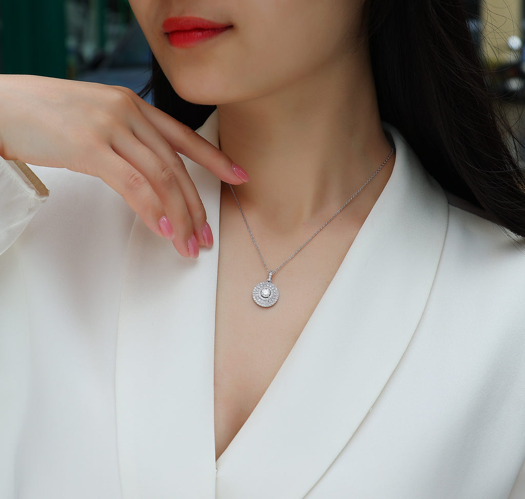 0.5 Carat Moissanite Necklace - S925 Sterling Silver Platinum-Plated with Chain