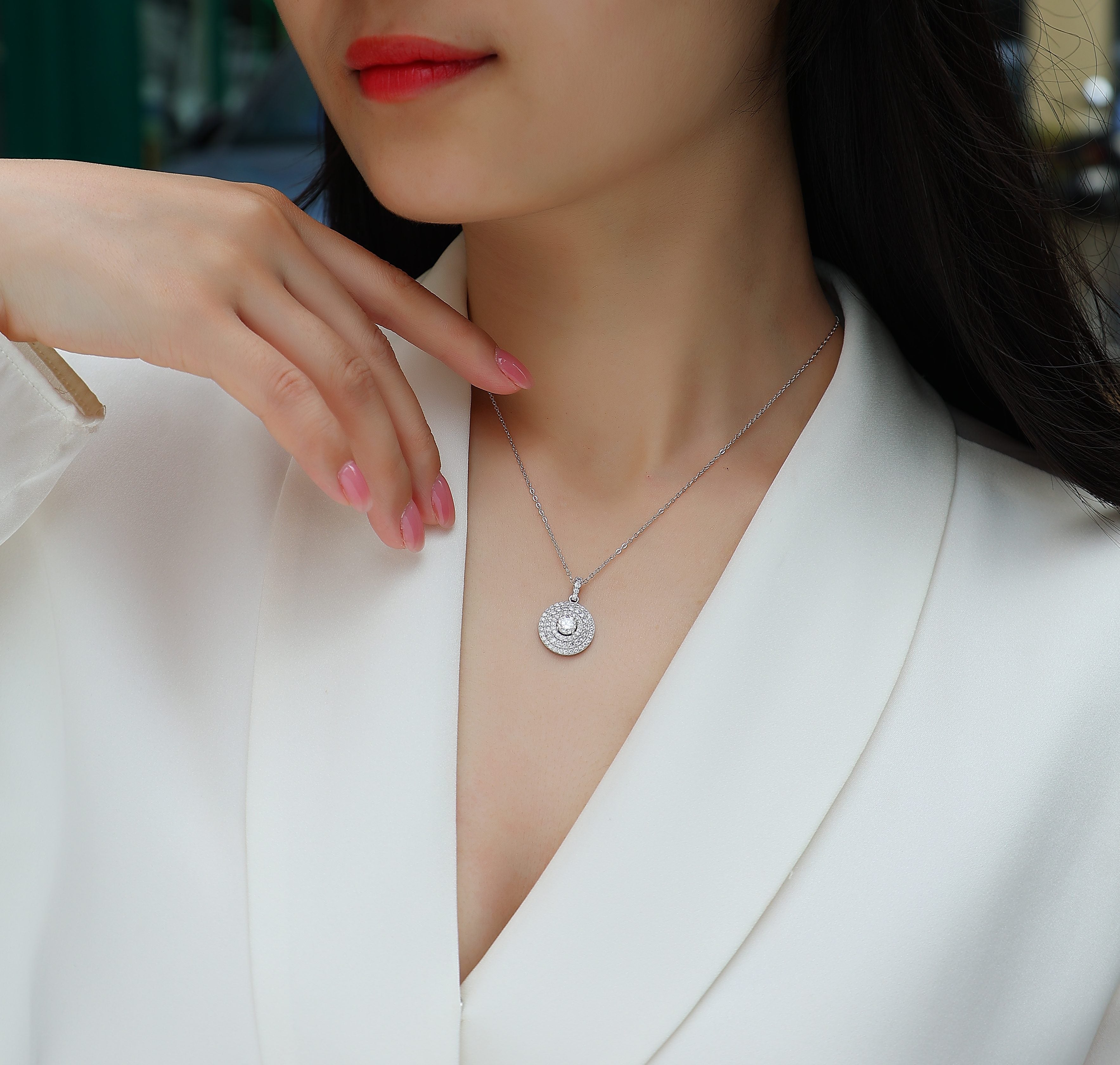 0.5 Carat Moissanite Necklace - S925 Sterling Silver Platinum-Plated with Chain