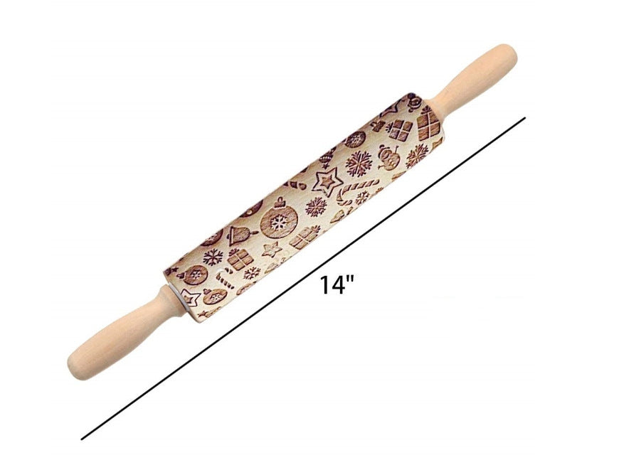 Embossed Holiday Rolling Pin - Various Designs and Sizes