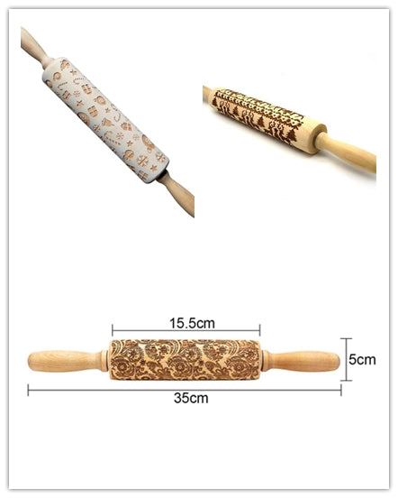 Embossed Holiday Rolling Pin - Various Designs and Sizes