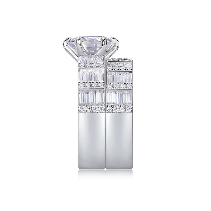 3-Carat Moissanite Platinum-Plated S925 Sterling Silver Ring