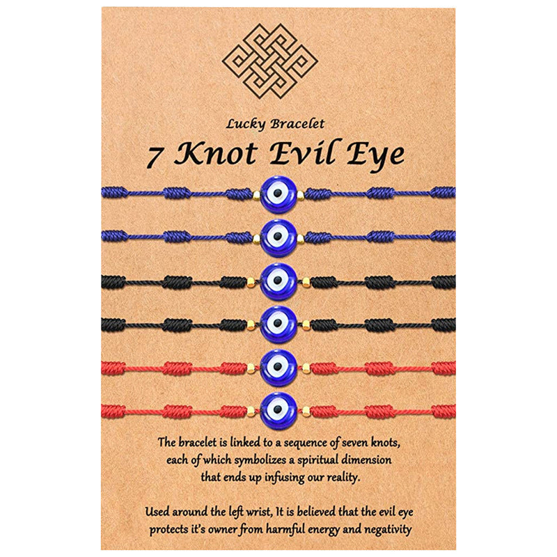 7-Knot Evil Eye Braided Adjustable Bracelet- Various Options