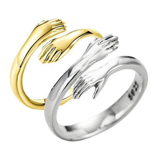 Alloy Simple Hands Hug Adjustable Ring