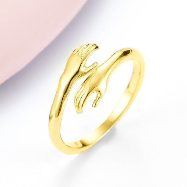 Alloy Simple Hands Hug Adjustable Ring