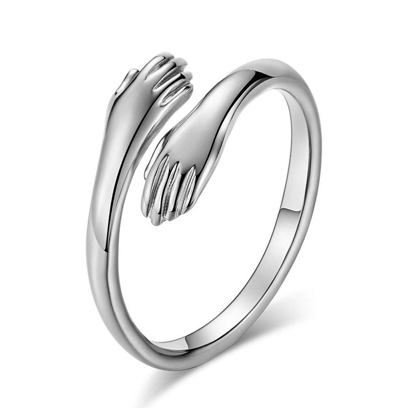 Alloy Simple Hands Hug Adjustable Ring