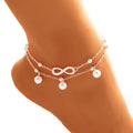 Women's Alloy Anklet with Double-Layer Infinity and Pearls