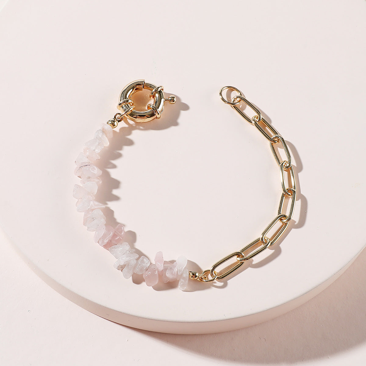 Rough Stone Crystal Amethyst Chain Bracelet