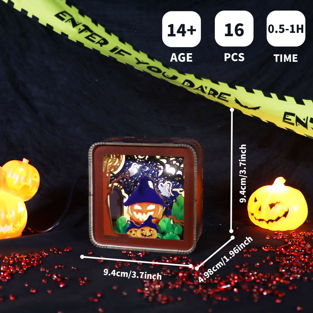 Halloween Night Light 3D Wooden Puzzle - Illuminated Spooky Scene Model Kit