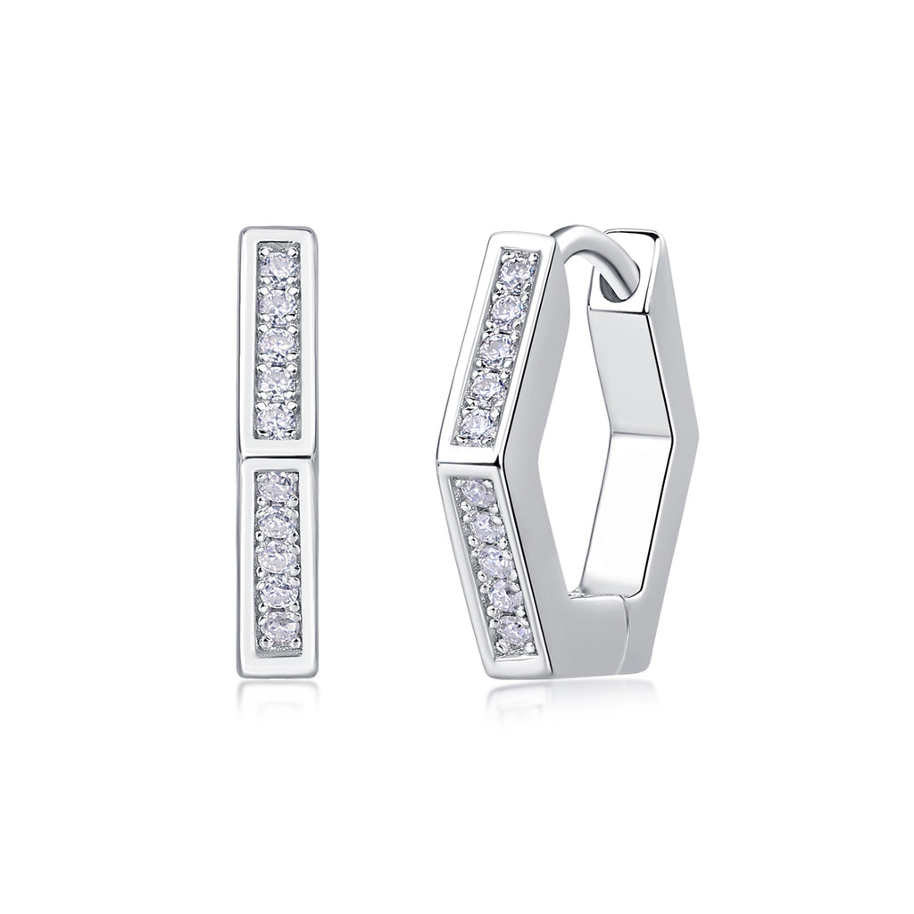 Moissanite Stud Earrings - S925 Sterling Silver Platinum-Plated (Pair)