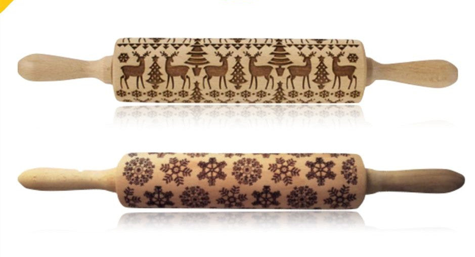 Embossed Holiday Rolling Pin - Various Designs and Sizes