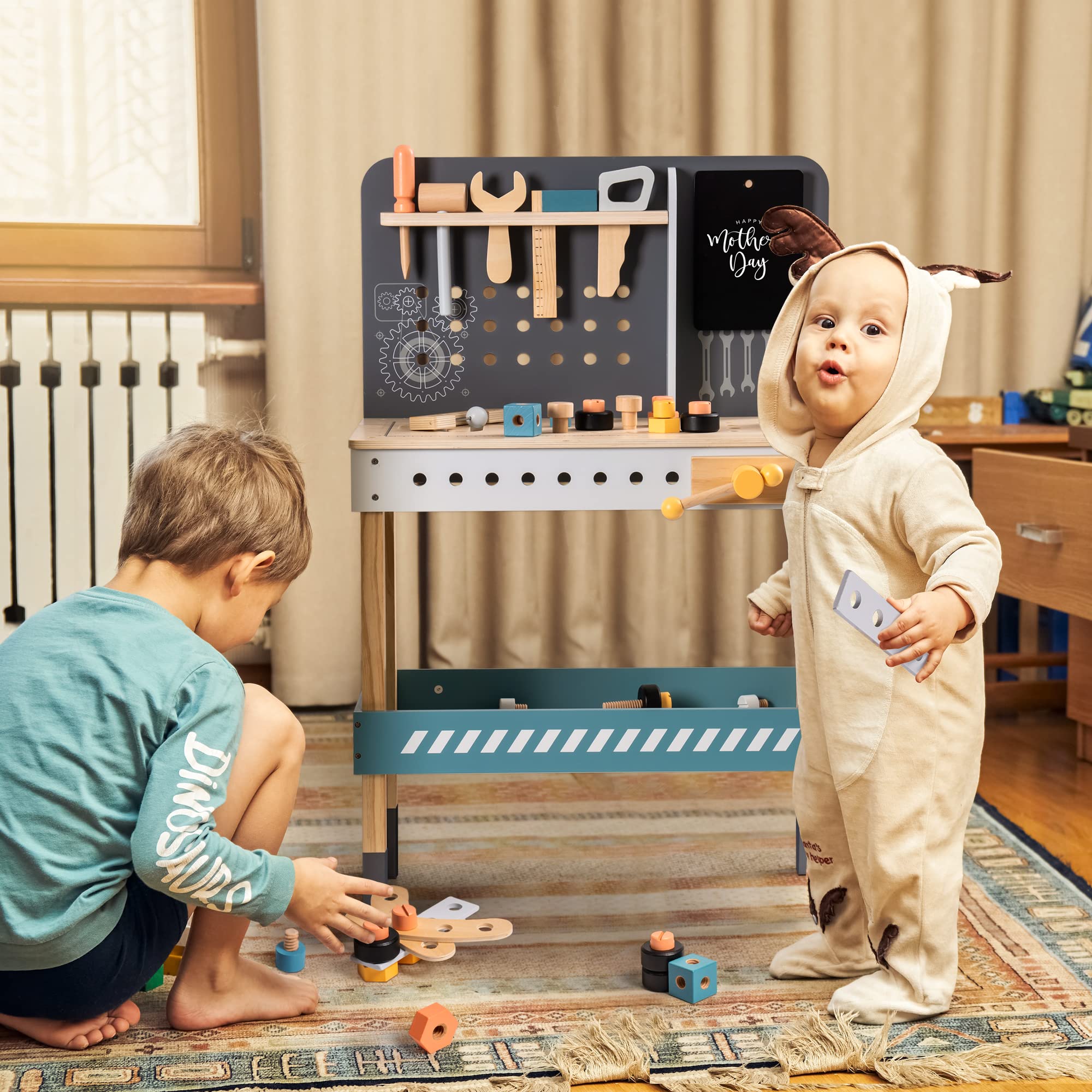 Wooden Tool Bench Workshop Playset for Kids