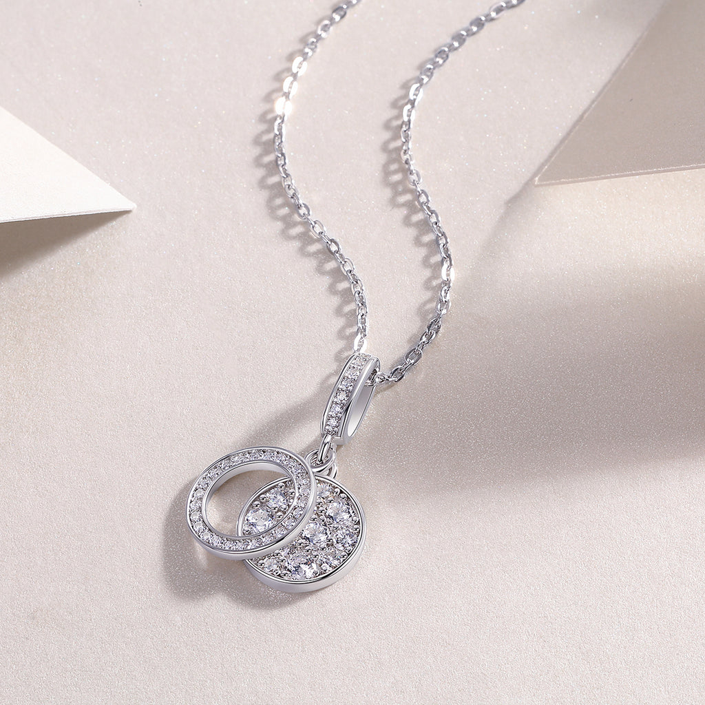 Moissanite Double Ring Pendant Necklace