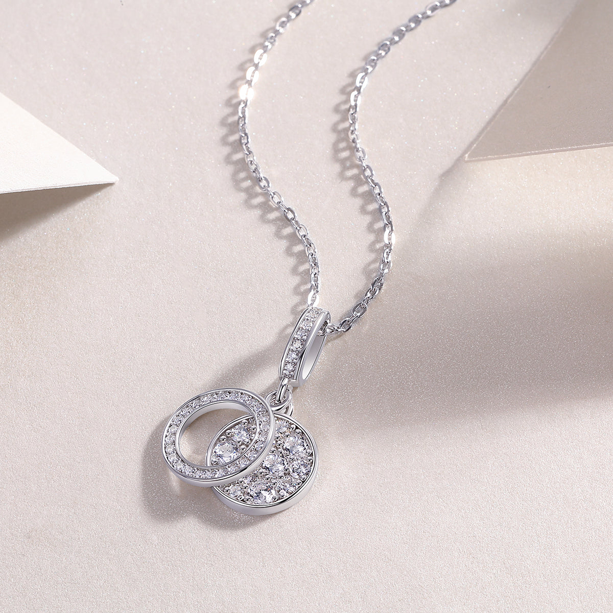 Moissanite Double Ring Pendant Necklace