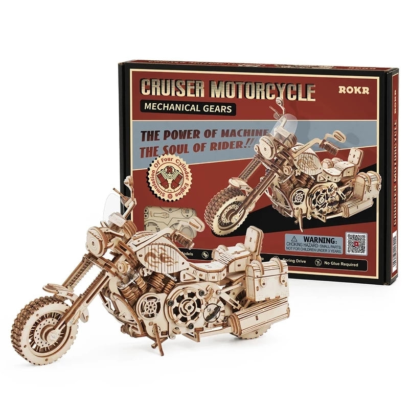 Robotime ROKR Cruiser Motorcycle - 420-Piece 3D Wooden Puzzle Model
