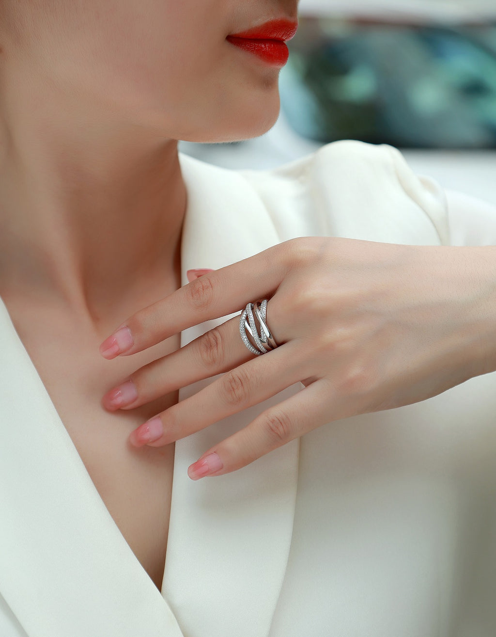 Brilliant Interweaving Moissanite Ring - S925 Sterling Silver Platinum Plated