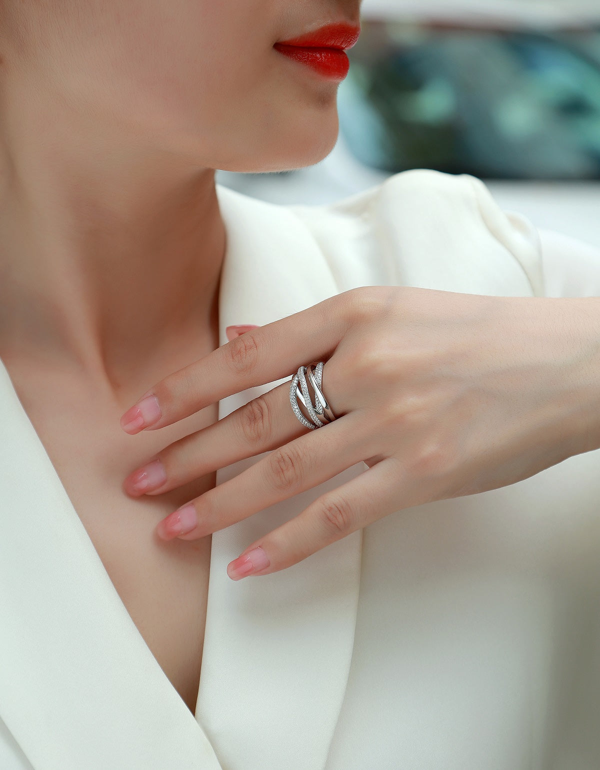 Brilliant Interweaving Moissanite Ring - S925 Sterling Silver Platinum Plated