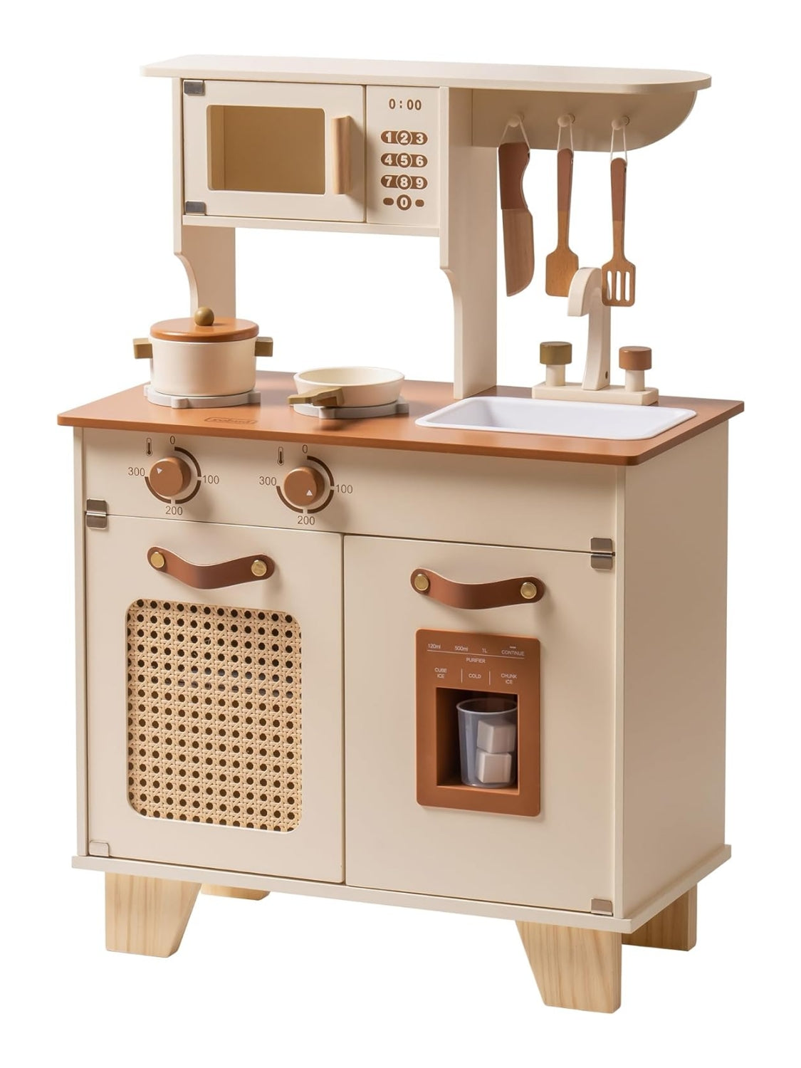 Vintage Green Wooden Play Kitchen with Ice Maker