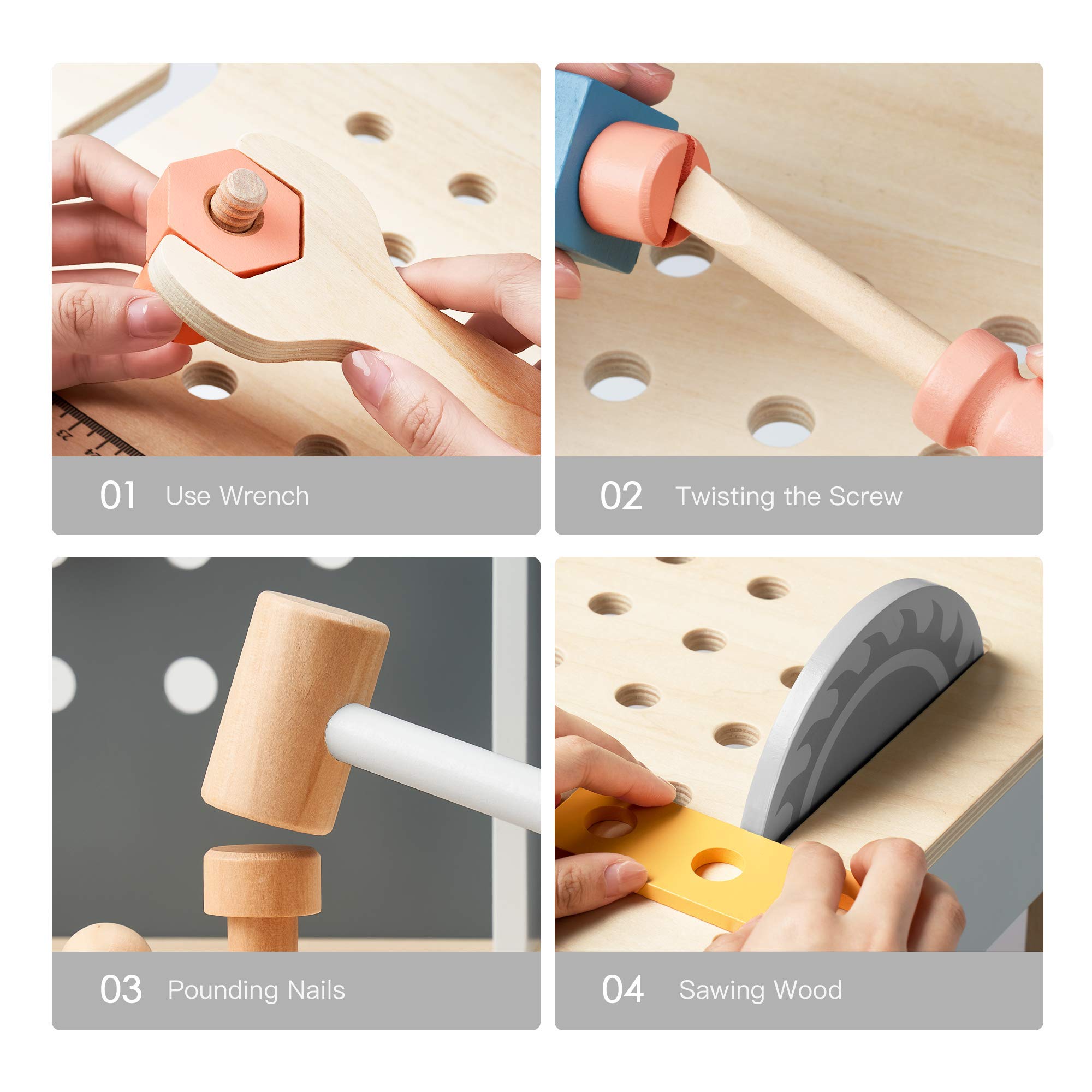 Wooden Tool Bench Workshop Playset for Kids
