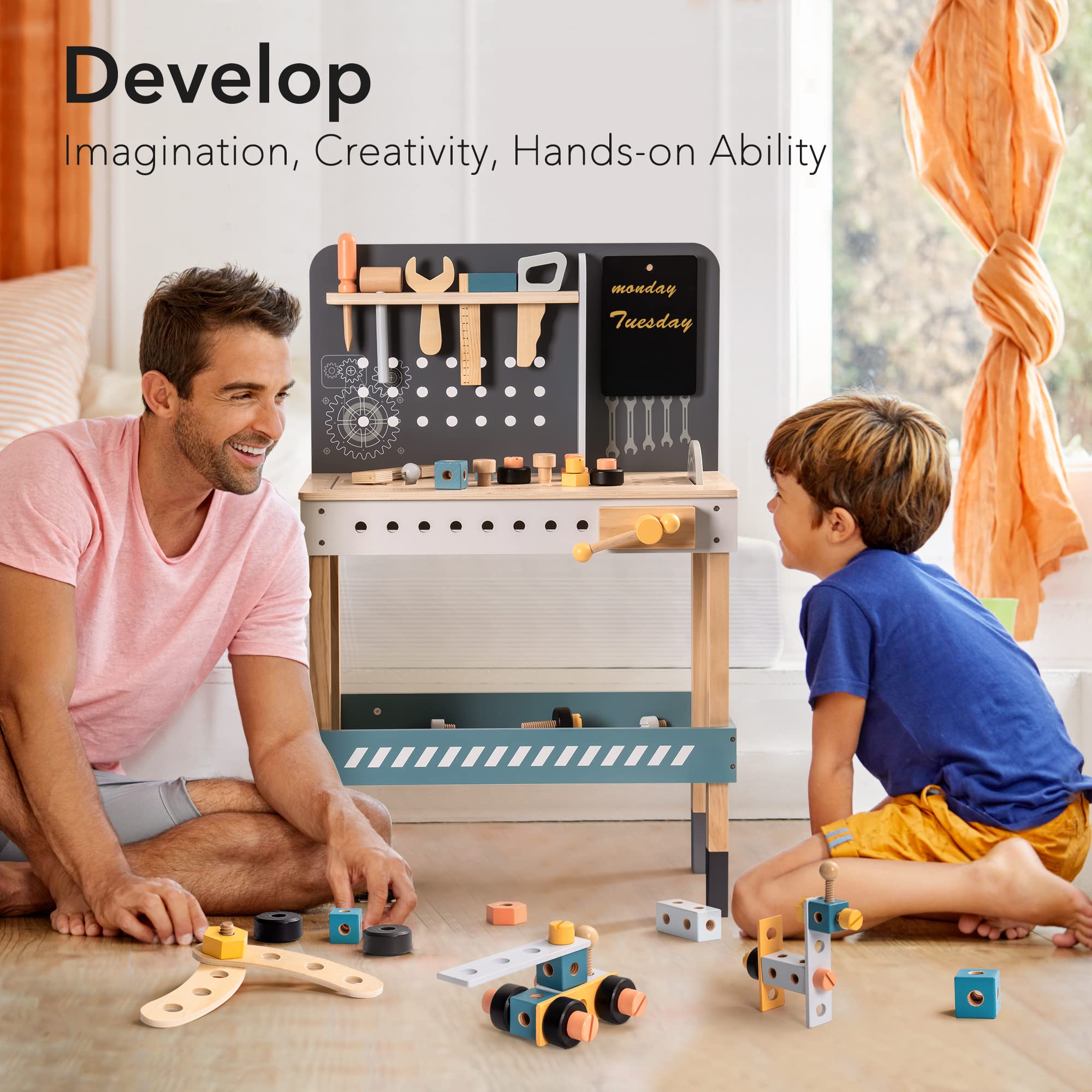 Wooden Tool Bench Workshop Playset for Kids