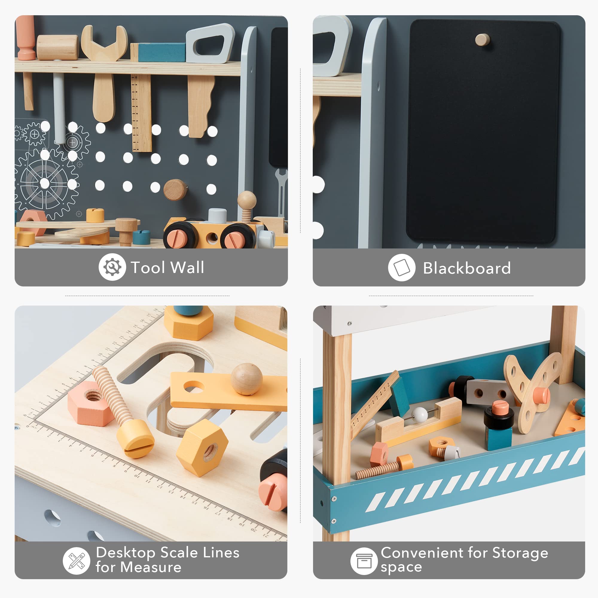 Wooden Tool Bench Workshop Playset for Kids