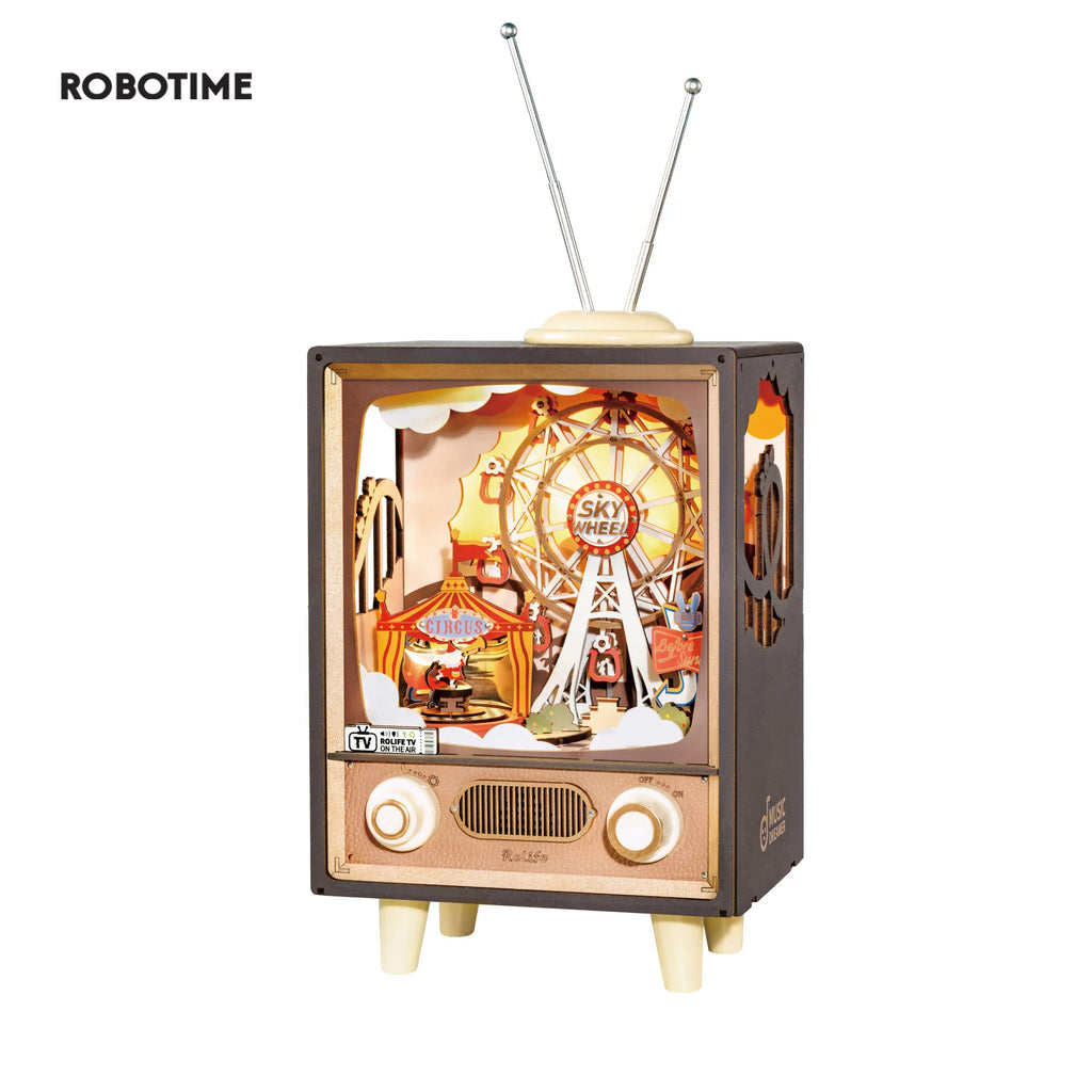 Robotime Sunset Carnival - 3D Wooden Music Box with LED Lights
