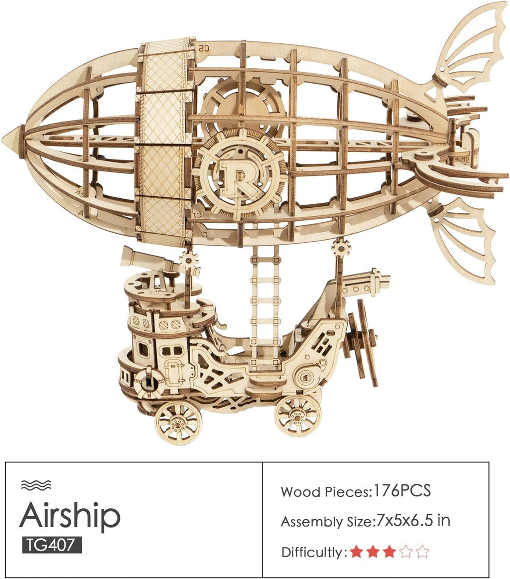 Steampunk Airship 3D Wooden Puzzle Model Kit