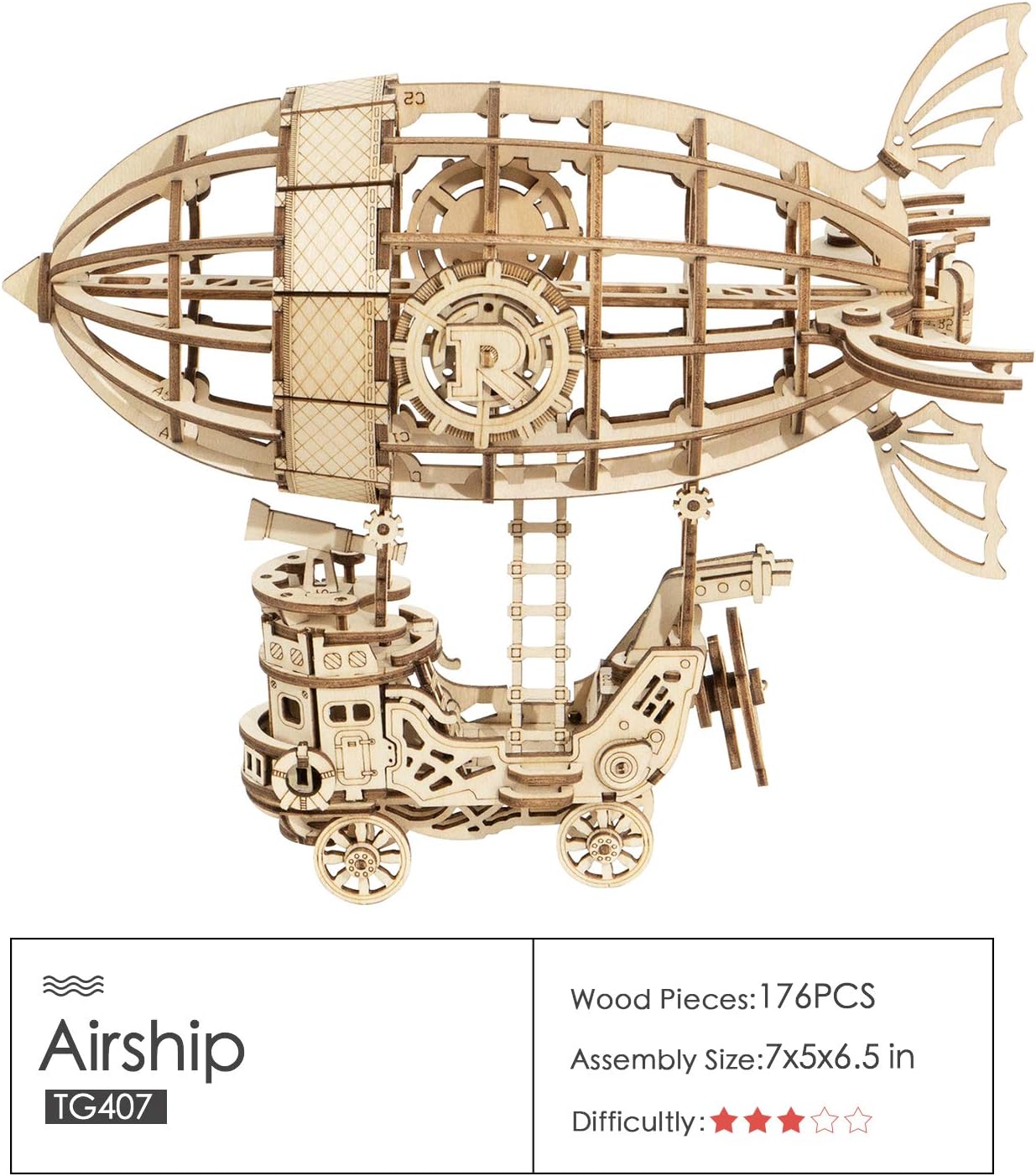 Steampunk Airship 3D Wooden Puzzle Model Kit