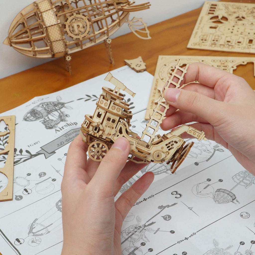 Steampunk Airship 3D Wooden Puzzle Model Kit