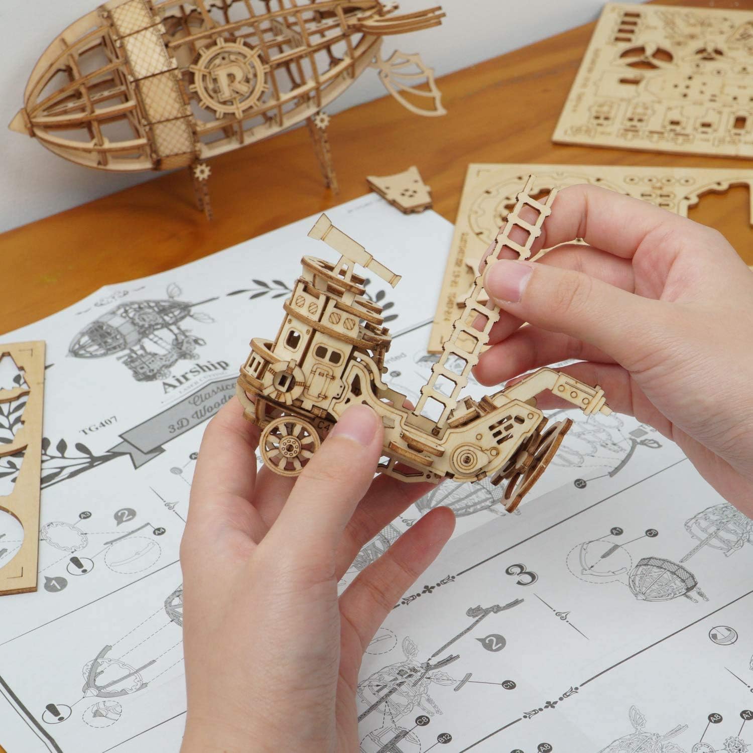 Steampunk Airship 3D Wooden Puzzle Model Kit